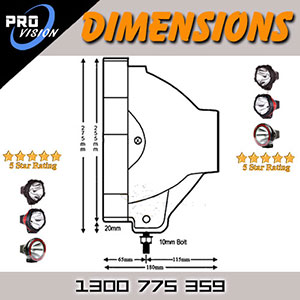 DR500 9 Inch Dimenstons